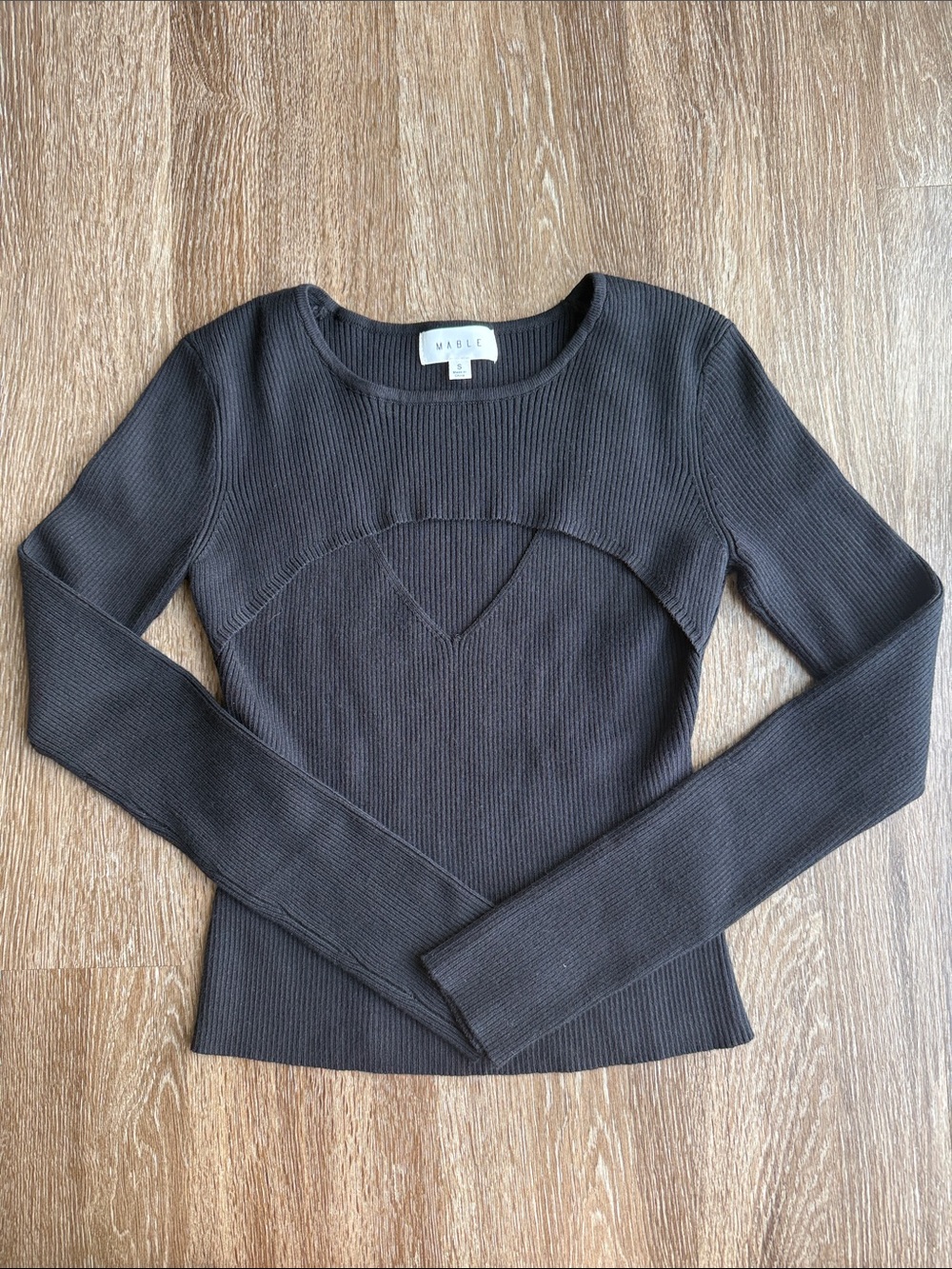 Mable Black Ribbed V-Neck Sweater